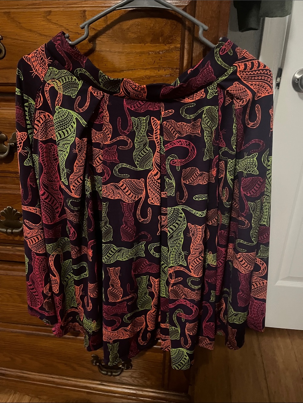 LuLaRoe Skirt with Neon Pink, Orange, Green Cat Print